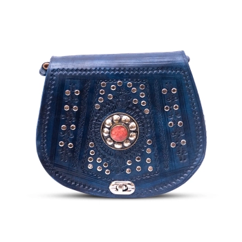 Skórzana torebka - Indygowy Fez