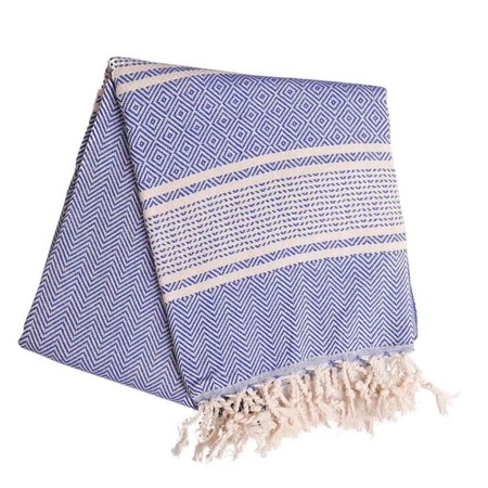 Bawełniany miękki ręcznik Peshtemal w kolorze niebieskim