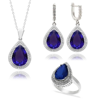 Komplet Sułtanki Hurrem z szafirami - pełne srebro