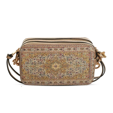 Torebka z ekoskóry ze wzorem w złoto-beżowych odcieniach