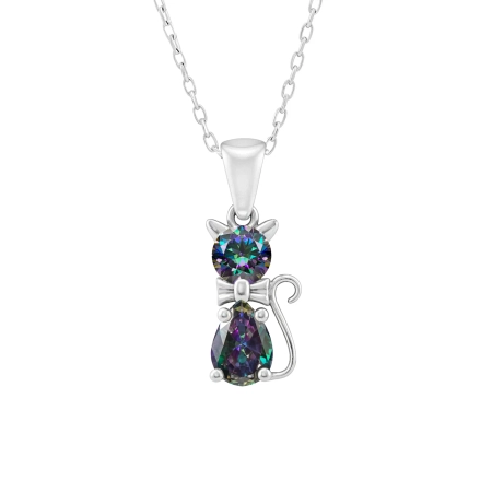 Naszyjnik kot ze mistycznymi topazami - srebro 925