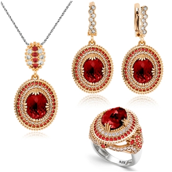 Srebrny komplet z granatem "Sułtanki Mihrimah"