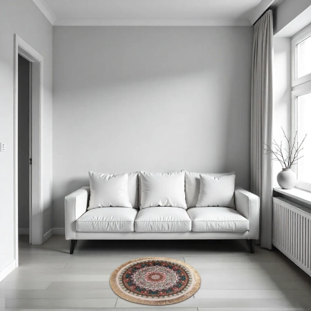 Okrągły dywan turecki 60 x 60 cm - bawełniany z orientalnym wzorem