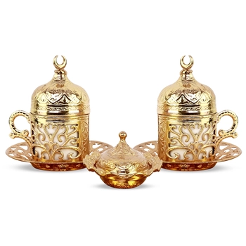 Orientalny turecki serwis kawowy w kolorze złotym
