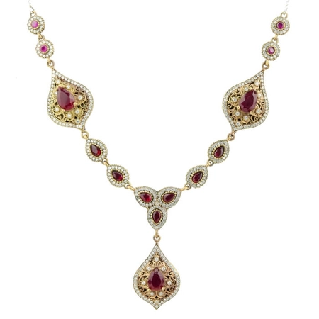 Srebrna kolia z rubinami