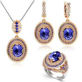 Srebrny komplet z szafirem "Sułtanki Mihrimah"