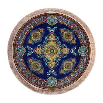 Okrągły dywan orientalny granatowy 90 x 90 cm z bawełny