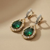Kolczyki srebrne ze szmaragdem i cyrkoniami