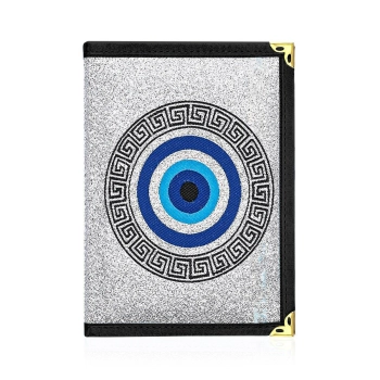 Notes srebrny z tkanym wzorem oka proroka, w linie