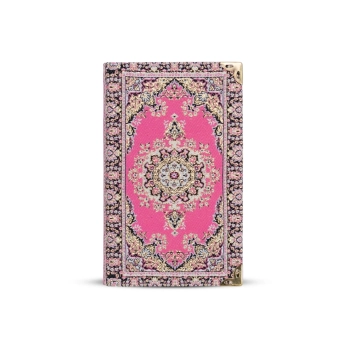 Mały notes w twardej oprawie z ozdobnej tkaniny - różowy wzór