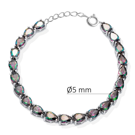 Srebrna bransoletka na rękę z mistycznym topazem regulowana