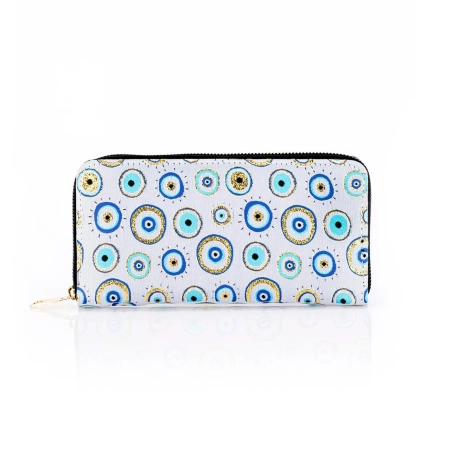 Orientalny portfel damski na zamek, wzór Oko proroka, pojemny