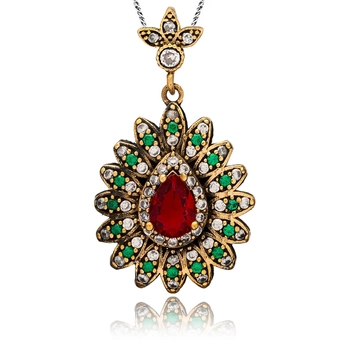 Czerwone łzy sułtanki Hatice - naszyjnik srebrny