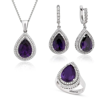 Komplet Sułtanki Hurrem z ametystem - pełne srebro