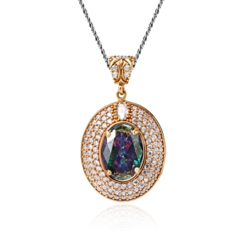 Naszyjnik srebrny z mistycznym topazem w stylu ottomańskim