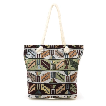 Torba plażowa z tkaniny szenilowej - etniczny wzór