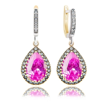 Kolczyki Hurrem z różowym topazem