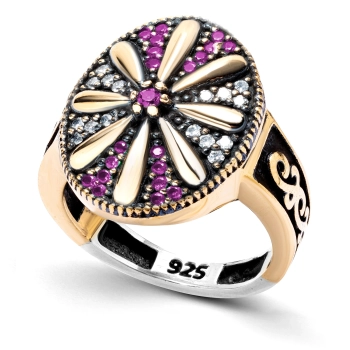 Srebrny pierścionek Fiołkowe mozaiki - Wieczór w Stambule