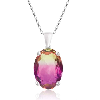 Owalny naszyjnik srebrny z ametrynem