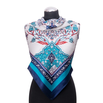 Apaszka orientalna z jedwabiu 90x90 cm - Klejnot Bursa