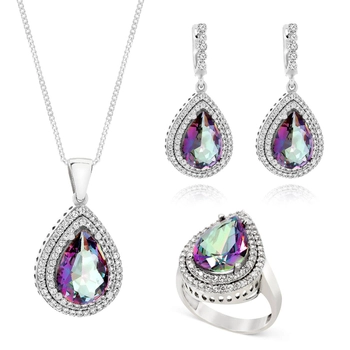 Komplet srebrny z mistycznym topazem