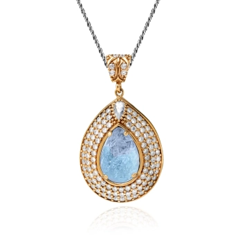 Srebrny naszyjnik z niebieskim turmalinem paraiba w stylu ottomańskim