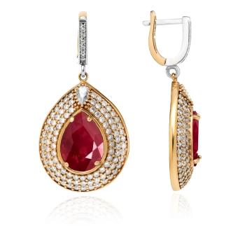 Srebrne kolczyki z rubinem w stylu ottomańskim