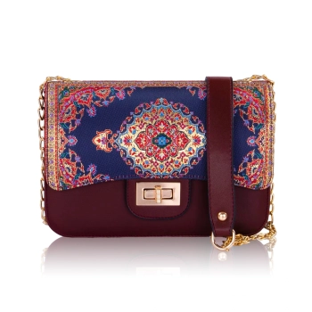 Torebka damska orientalna bordowa, na ramię, crossbody