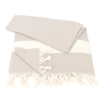 Turecki ręcznik peshtemal z 100% bawełny beżowy