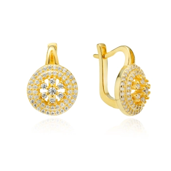 Pozłacane kolczyki ze srebra 925, okrągłe, delikatne - Złoto Haremu