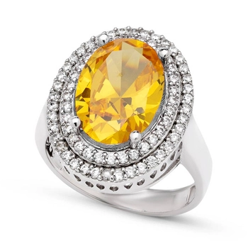 Owalny pierścionek z cytrynem - srebro 925