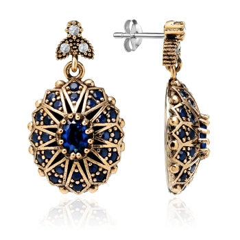 Kolczyki srebrne z szafirem - Kolczyki Gwiazd Nimet