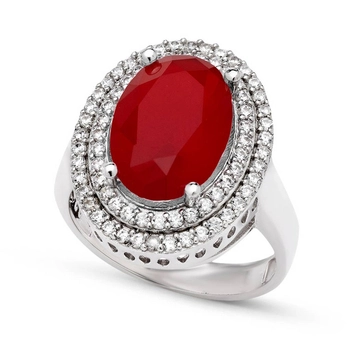 Owalny pierścionek z rubinem - srebro 925