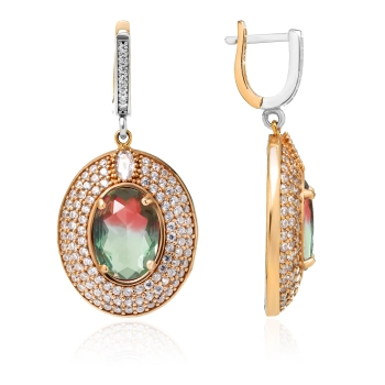 Kolczyki srebrne z turmalinem arbuzowym w stylu ottomańskim