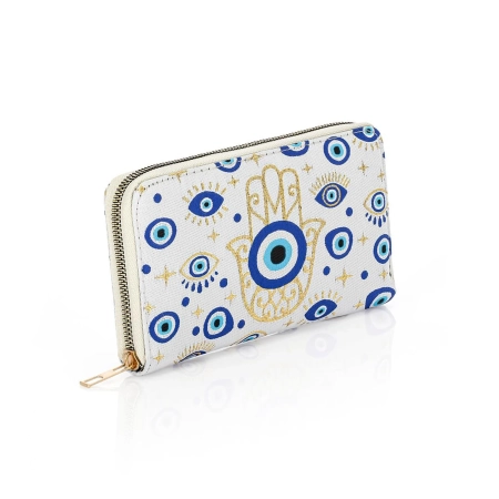 Portfel damski duży, tkana ręka Fatimy, na karty, dwukomorowy