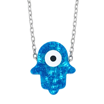 Naszyjnik srebrny hamsa z okiem proroka