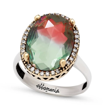 Srebrny pierścień z turmalinem arbuzowym