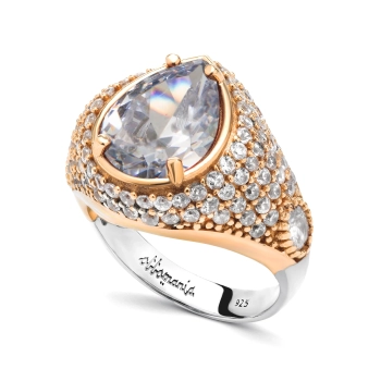 Srebrny pierścionek z topazem w stylu ottomańskim