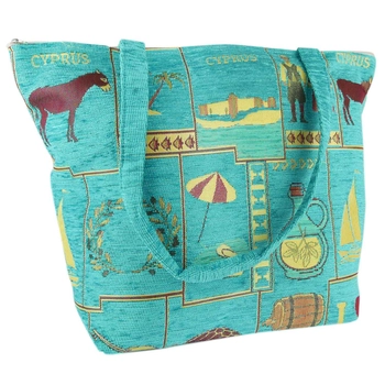 Turkusowa torba materiałowa - orientalny wzór
