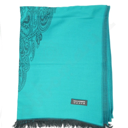 Szal kaszmirowy - ciemny turkus