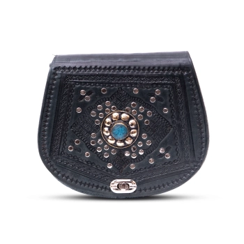 Marokańska skórzana torebka - Grafitowy Blask