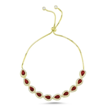 Srebrna bransoletka z rubinem regulowana