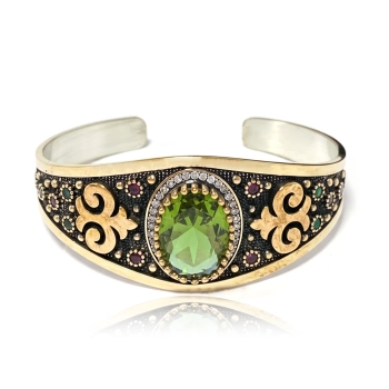 Bransoletka ze srebra 925 i brązu z zultanitem i cyrkoniami