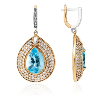 Srebrne kolczyki z błękitnym topazem w stylu ottomańskim