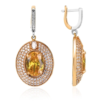 Kolczyki srebrne z cytrynem w stylu ottomańskim