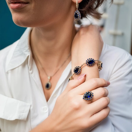 Bransoletka ze srebra 925 i brązu z szafirami