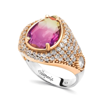 Srebrny pierścionek z ametrynem w stylu ottomańskim