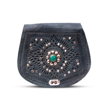 Marokańska skórzana torebka - Grafitowy Odcień Maghrebu