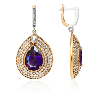 Srebrne kolczyki z ametystem w stylu ottomańskim