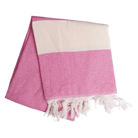 Bawełniany miękki ręcznik Peshtemal w kolorze różowym